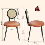 Chaises de salle à manger tapissées avec dossier en cannage, Chaises de cuisine modernes avec pieds en métal, Siège souple ergonomique pour salle à manger