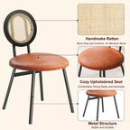 Chaises de salle à manger tapissées avec dossier en cannage, Chaises de cuisine modernes avec pieds en métal, Siège souple ergonomique pour salle à manger