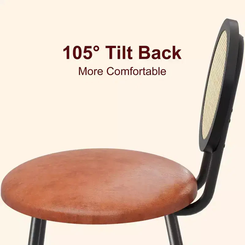 Chaises de salle à manger tapissées avec dossier en cannage, Chaises de cuisine modernes avec pieds en métal, Siège souple ergonomique pour salle à manger