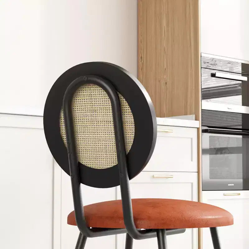 Chaises de salle à manger tapissées avec dossier en cannage, Chaises de cuisine modernes avec pieds en métal, Siège souple ergonomique pour salle à manger