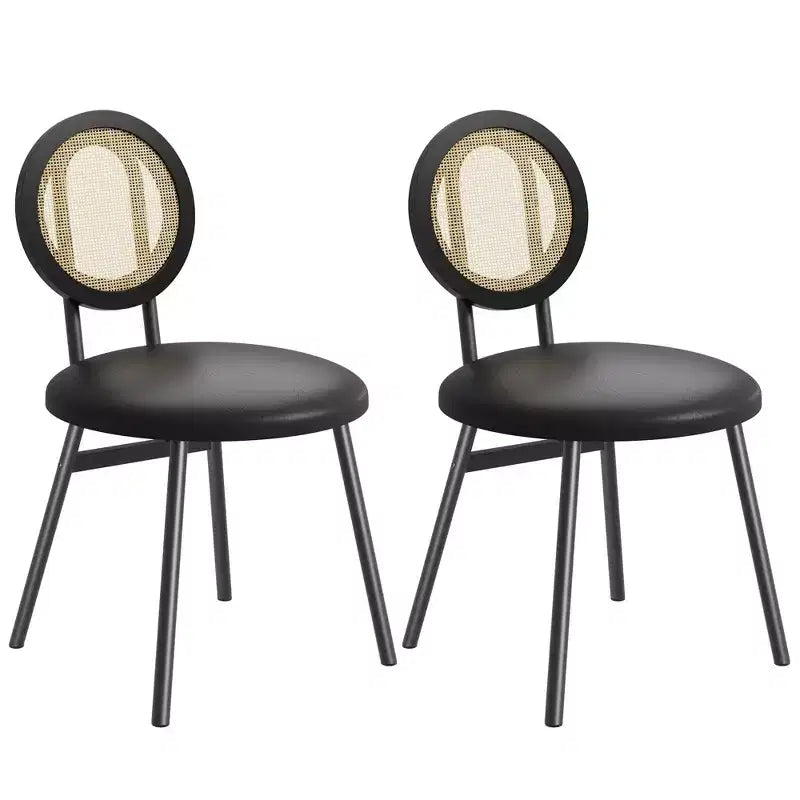 Chaises de salle à manger tapissées avec dossier en cannage, Chaises de cuisine modernes avec pieds en métal, Siège souple ergonomique pour salle à manger