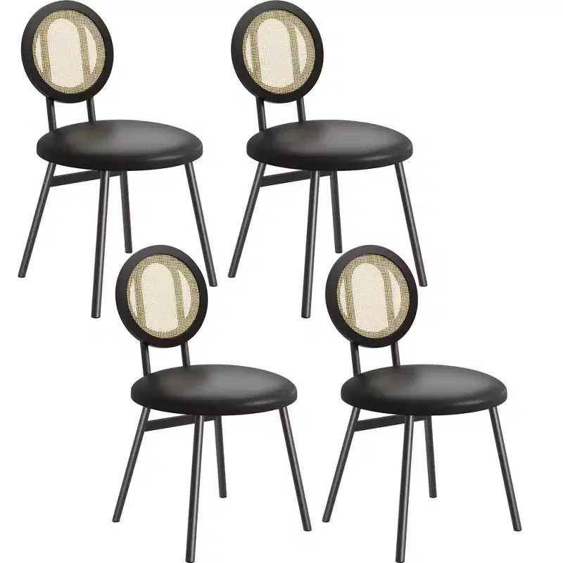 Chaises de salle à manger tapissées avec dossier en cannage, Chaises de cuisine modernes avec pieds en métal, Siège souple ergonomique pour salle à manger