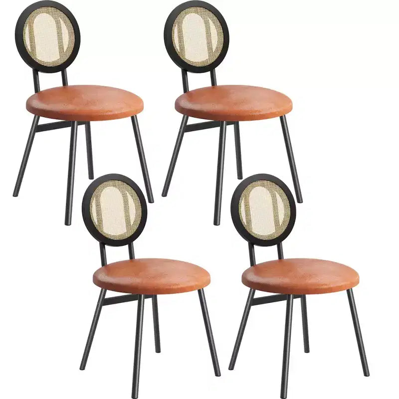 Chaises de salle à manger tapissées avec dossier en cannage, Chaises de cuisine modernes avec pieds en métal, Siège souple ergonomique pour salle à manger