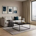 Table basse carrée en bois noir et métal - 35 pouces
