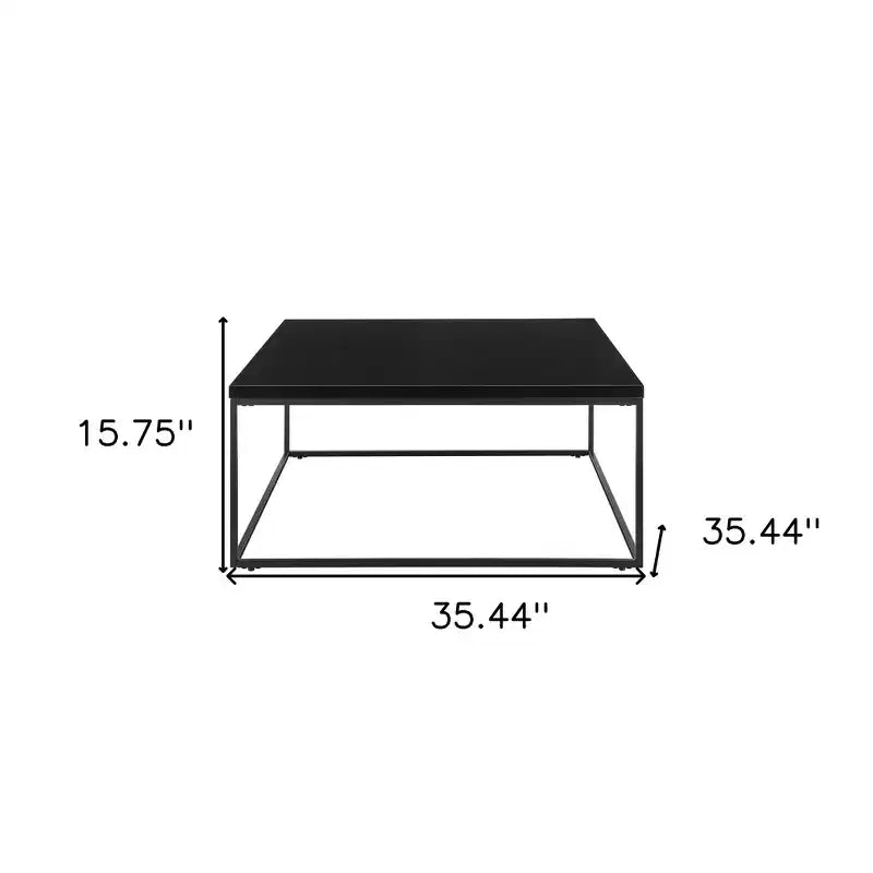 Table basse carrée en bois noir et métal - 35 pouces