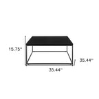 Table basse carrée en bois noir et métal - 35 pouces