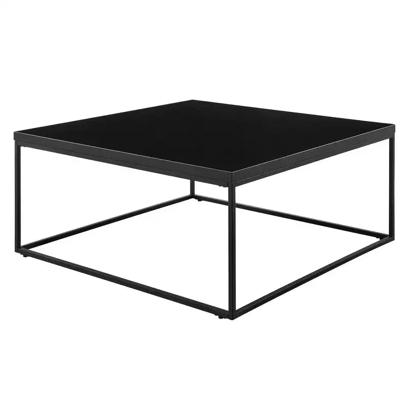 Table basse carrée en bois noir et métal - 35 pouces