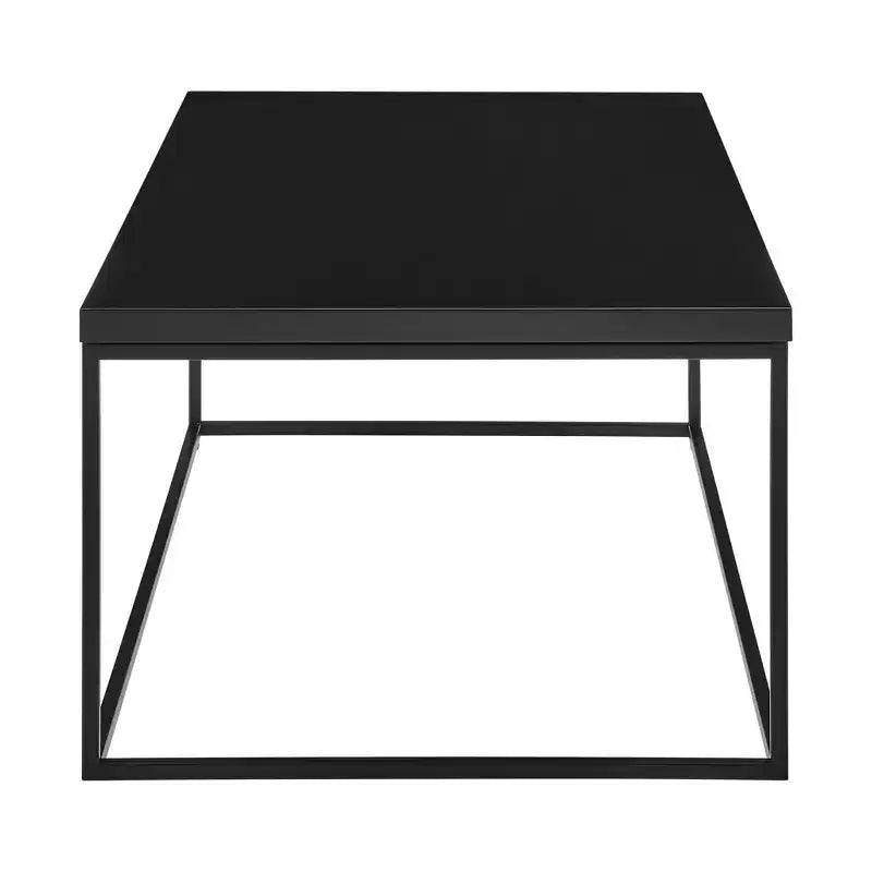 Table basse carrée en bois noir et métal - 35 pouces