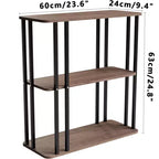 Table d'appoint rectangulaire à 3 étagères pour canapé, 63 cm de profondeur, chêne/noir