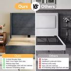 Tête de lit capitonnée à oreilles pour lit plateforme Queen Size - 140 cm de haut, lattes en bois massif, sommier tapissier non requis, base anti-bruit