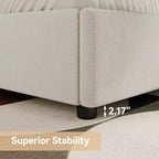 Tête de lit capitonnée à oreilles pour lit plateforme Queen Size - 140 cm de haut, lattes en bois massif, sommier tapissier non requis, base anti-bruit