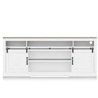 Meuble TV de ferme de 168 cm pour téléviseurs de 75 pouces, console de divertissement avec portes de grange, étagère réglable et rangement semi-ouvert pour salon