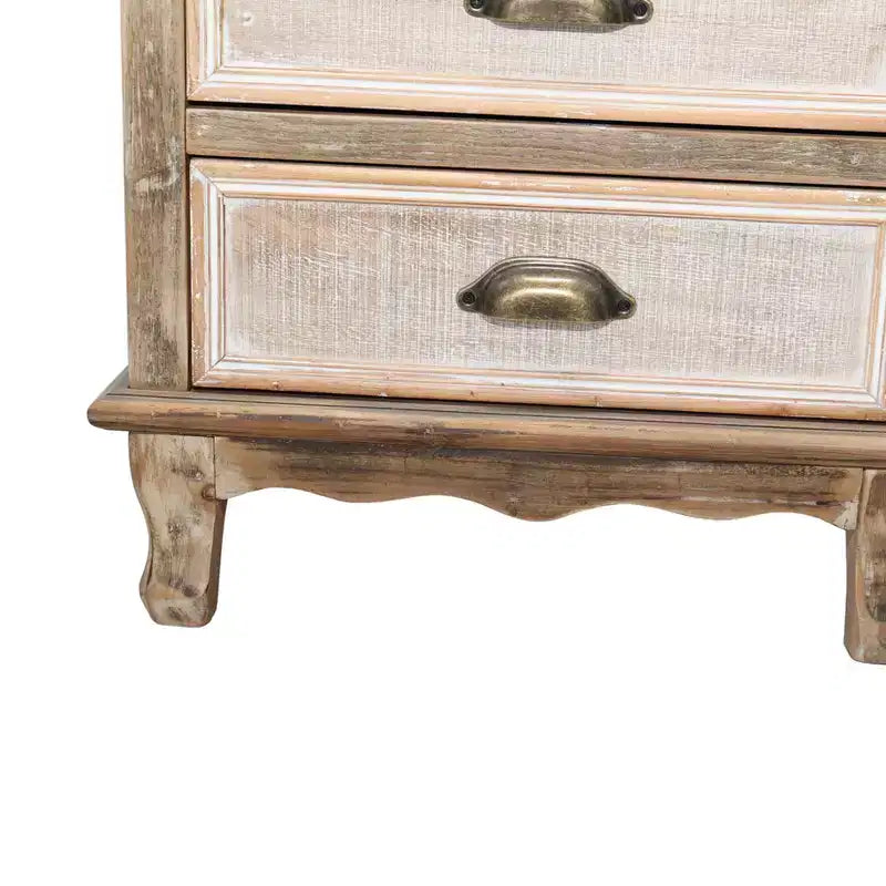 Meuble de rangement en bois massif Brimley avec porte décorative découpée et 2 tiroirs