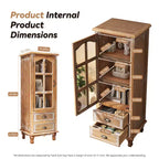 Meuble de rangement en bois massif Brimley avec porte décorative découpée et 2 tiroirs