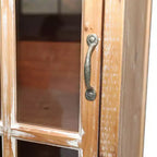 Meuble de rangement en bois massif Brimley avec porte décorative découpée et 2 tiroirs