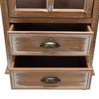 Meuble de rangement en bois massif Brimley avec porte décorative découpée et 2 tiroirs