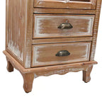 Meuble de rangement en bois massif Brimley avec porte décorative découpée et 2 tiroirs