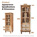 Meuble de rangement en bois massif Brimley avec porte décorative découpée et 2 tiroirs