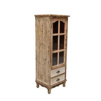 Meuble de rangement en bois massif Brimley avec porte décorative découpée et 2 tiroirs