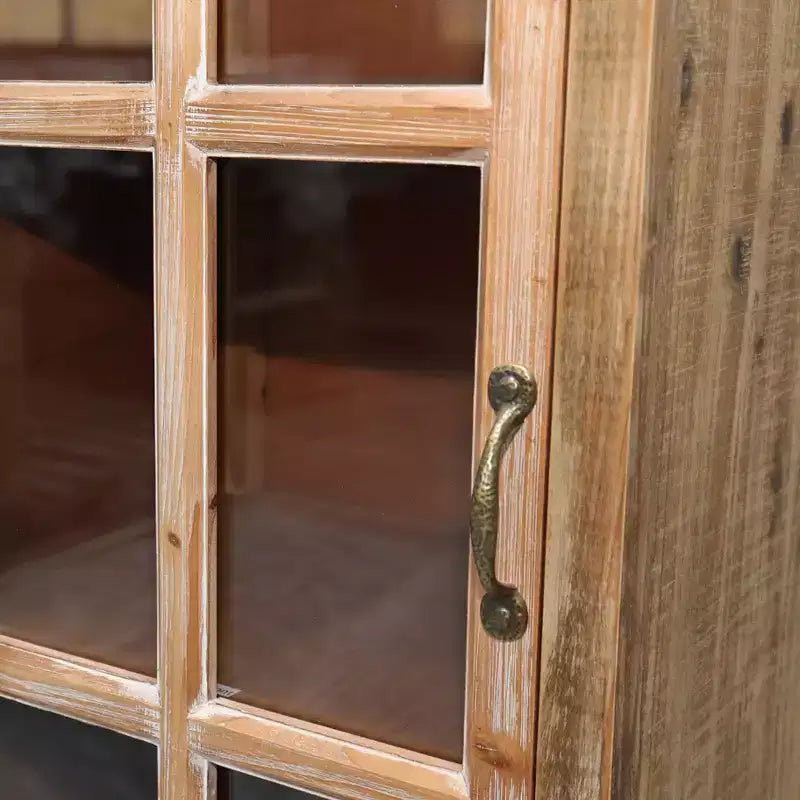Meuble de rangement en bois massif Brimley avec porte décorative découpée et 2 tiroirs