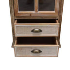 Meuble de rangement en bois massif Brimley avec porte décorative découpée et 2 tiroirs