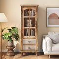 GDFStudio Brimley Rustic Solid Wood Storage Cabinet with Decorative Cutout Door and 2 Drawers