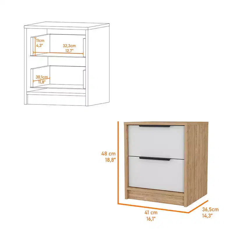 Table de chevet élégante et fonctionnelle à 2 tiroirs pour chambre à coucher ou salon