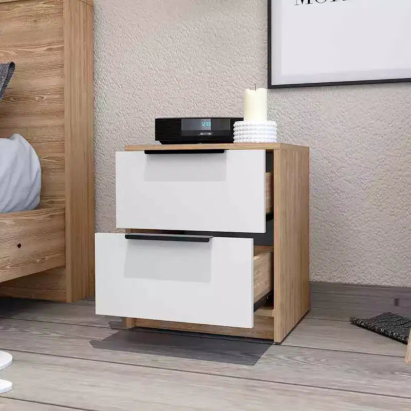 Table de chevet élégante et fonctionnelle à 2 tiroirs pour chambre à coucher ou salon