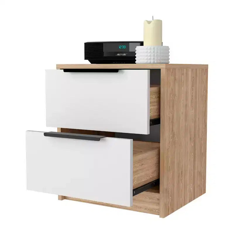 Table de chevet élégante et fonctionnelle à 2 tiroirs pour chambre à coucher ou salon