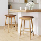 Tabourets de bar hauteur comptoir Barker en similicuir marron