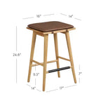 Tabourets de bar hauteur comptoir Barker en similicuir marron