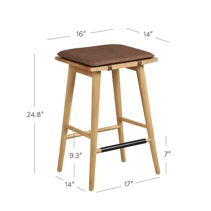 Tabourets de bar hauteur comptoir Barker en similicuir marron