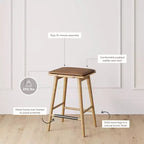 Tabourets de bar hauteur comptoir Barker en similicuir marron