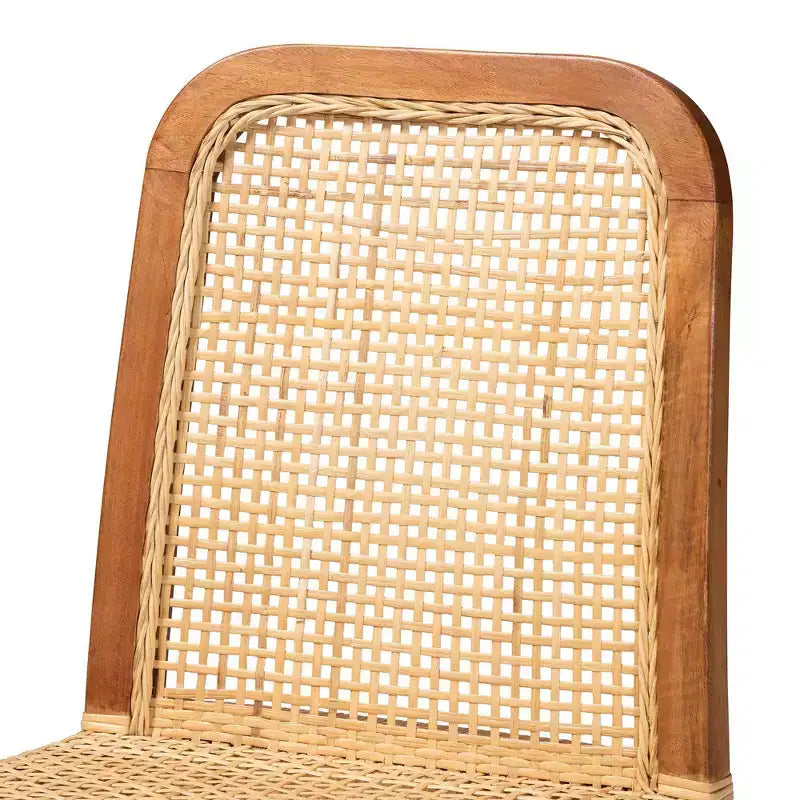 Chaise de salle à manger en bois et rotin Naturel/Noyer : Mangue massif, artisanat indonésien