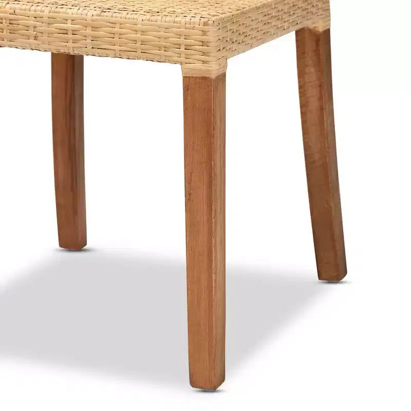 Chaise de salle à manger en bois et rotin Naturel/Noyer : Mangue massif, artisanat indonésien