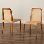 Chaise de salle à manger en bois et rotin Naturel/Noyer : Mangue massif, artisanat indonésien