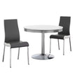 Buylateral 3pc Torrance Retro Dining Set with Padded Chair Seats and Highbacks White/Chrome Finish/Gray