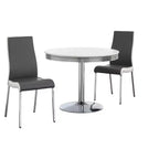 Buylateral 3pc Torrance Retro Dining Set with Padded Chair Seats and Highbacks White/Chrome Finish/Gray