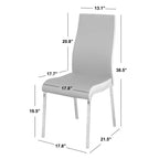 Table de salle à manger rétro Torrance avec sièges de chaise rembourrés et dossiers hauts Blanc/Fini chrome/Gris