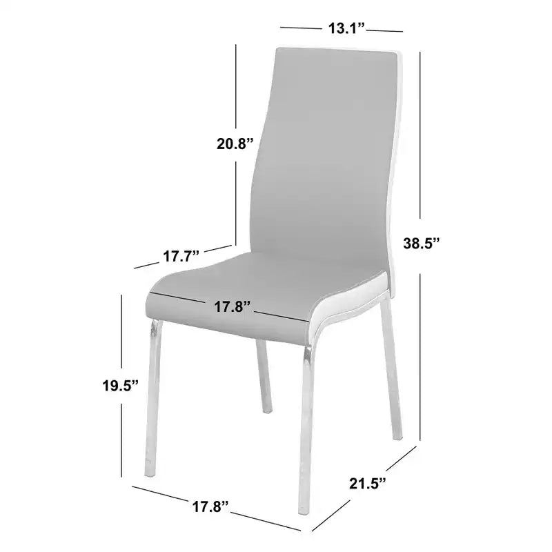 Table de salle à manger rétro Torrance avec sièges de chaise rembourrés et dossiers hauts Blanc/Fini chrome/Gris
