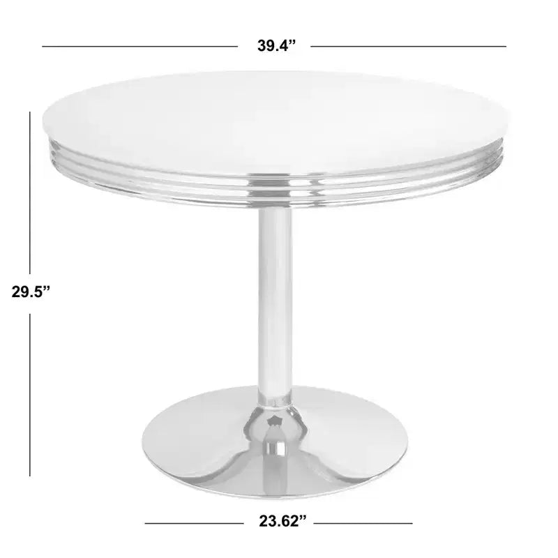 Table de salle à manger rétro Torrance avec sièges de chaise rembourrés et dossiers hauts Blanc/Fini chrome/Gris