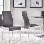 Table de salle à manger rétro Torrance avec sièges de chaise rembourrés et dossiers hauts Blanc/Fini chrome/Gris