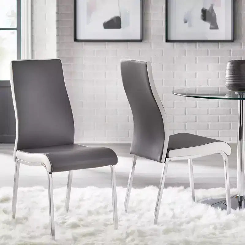 Table de salle à manger rétro Torrance avec sièges de chaise rembourrés et dossiers hauts Blanc/Fini chrome/Gris