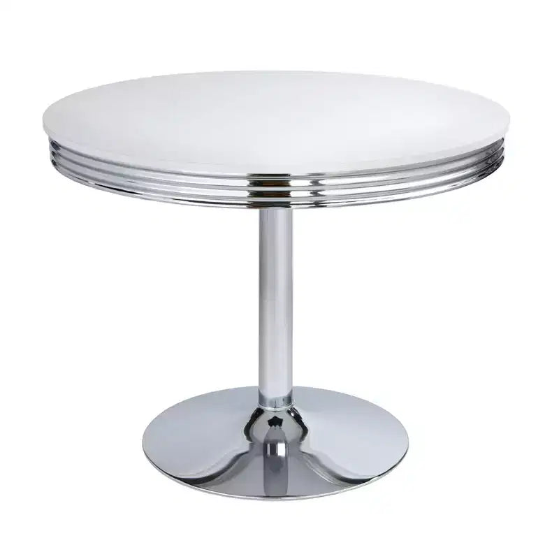 Table de salle à manger rétro Torrance avec sièges de chaise rembourrés et dossiers hauts Blanc/Fini chrome/Gris