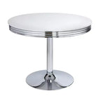 Table de salle à manger rétro Torrance avec sièges de chaise rembourrés et dossiers hauts Blanc/Fini chrome/Gris