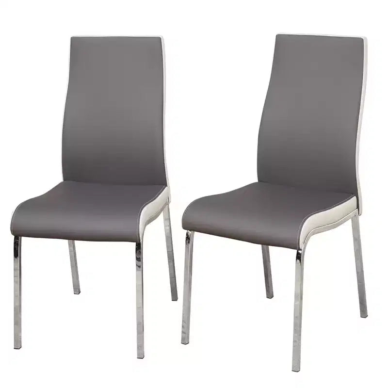 Table de salle à manger rétro Torrance avec sièges de chaise rembourrés et dossiers hauts Blanc/Fini chrome/Gris