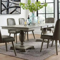 Table de salle à manger Waylon chêne gris 152-244 cm : Table de cuisine pour 6 personnes, double piédestal