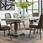Table de salle à manger Waylon chêne gris 152-244 cm : Table de cuisine pour 6 personnes, double piédestal