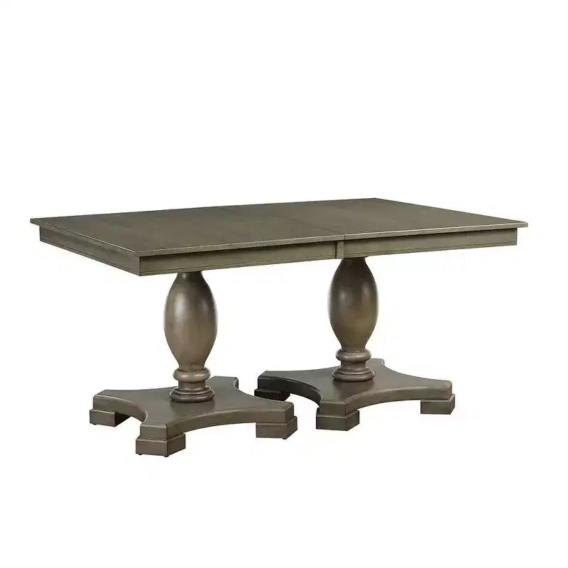 Table de salle à manger Waylon chêne gris 152-244 cm : Table de cuisine pour 6 personnes, double piédestal