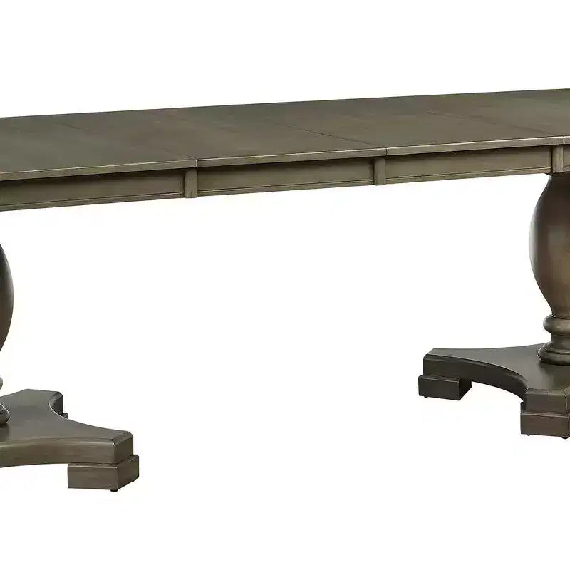 Table de salle à manger Waylon chêne gris 152-244 cm : Table de cuisine pour 6 personnes, double piédestal